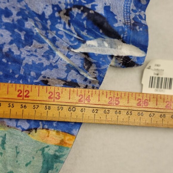 French Dressing Jeans XXL Floral Graphic Burnout Tee Art Rhinestones New - Picture 10 of 11